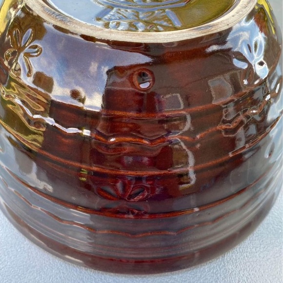 Vtg 1950s Marcrest Brown Stoneware Daisy Dot Pattern Mixing Bowls USA Oven Proof - Picture 6 of 10